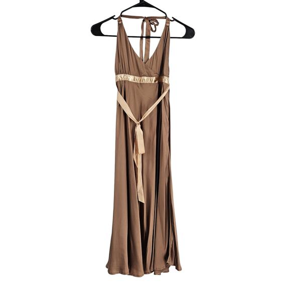 See by Chloe Silk Gown Dress Brown Satin Sleeveless Maxi Party Cocktail Size S - Picture 1 of 8